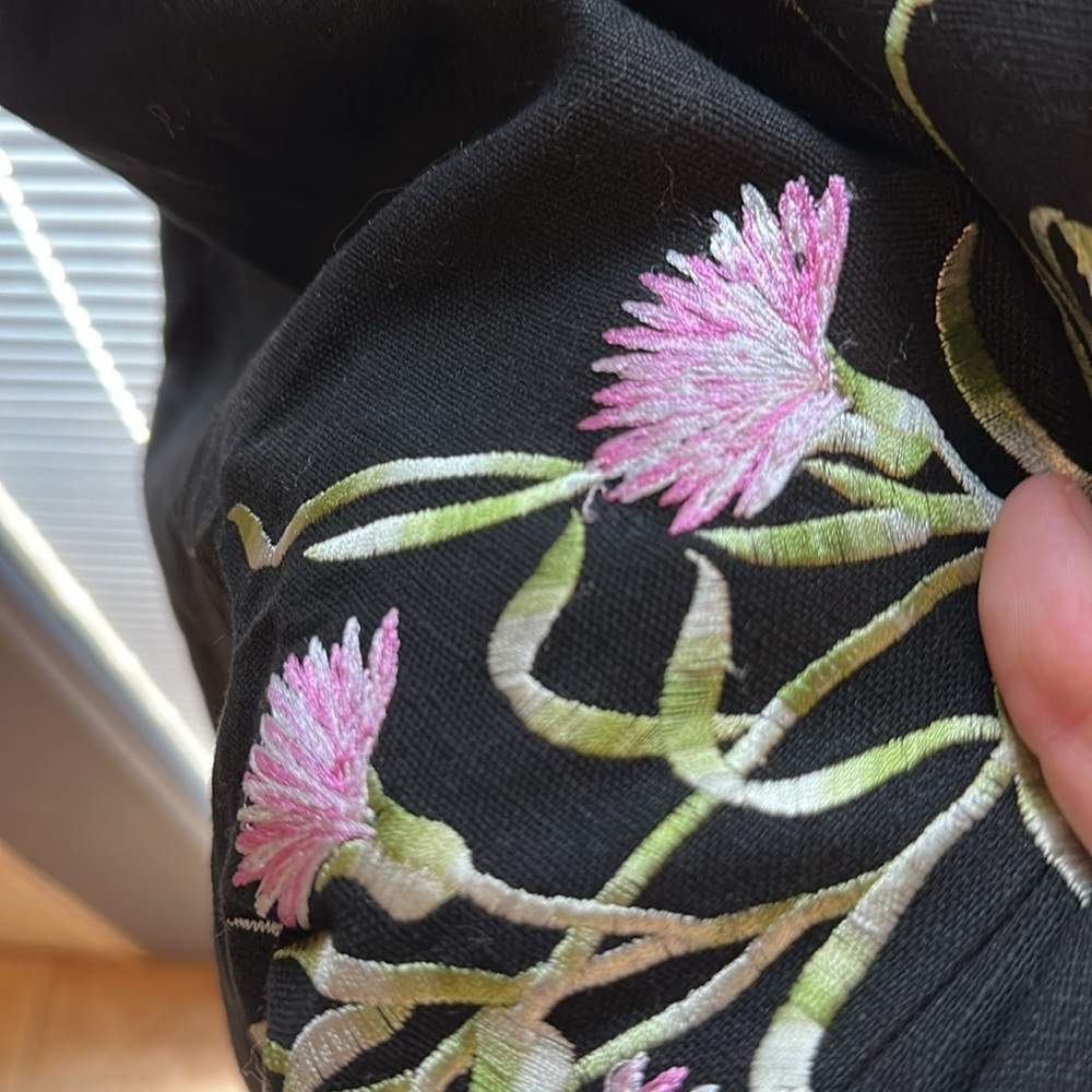 Vintage nwt linen cotton skinny strap fitted size 8 dress flower embroidery - Picture 8 of 8